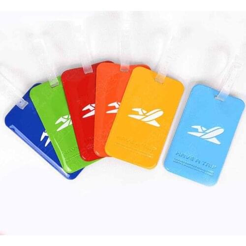 Women Men PVC Candy Color Plane Travel Accessories Luggage Tags Suitcase Cartoon Style Fashion Silicon Portable Travel Label