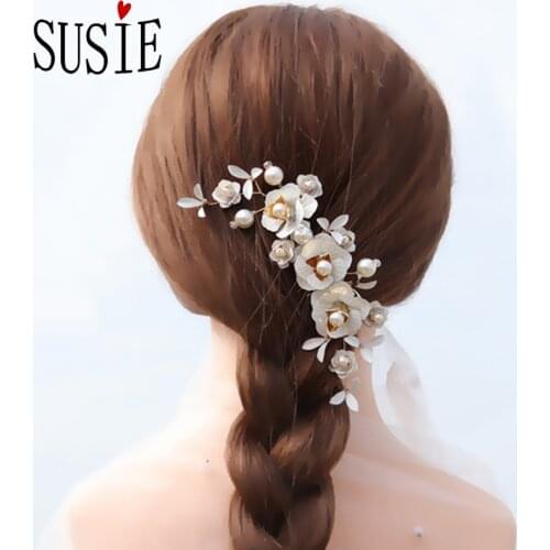 LOVE SUSIE High Quality Hair Accessories Pearls Flower Hair Combs Flash Rhinestone Alloy Headdress Wedding Party Women Hairwear
