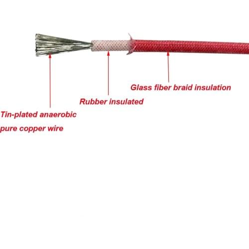 0.3 0.5 0.75 mm2 High Temperature Resistant Rubber Insulated Glass Fiber Braid Electrical Wire