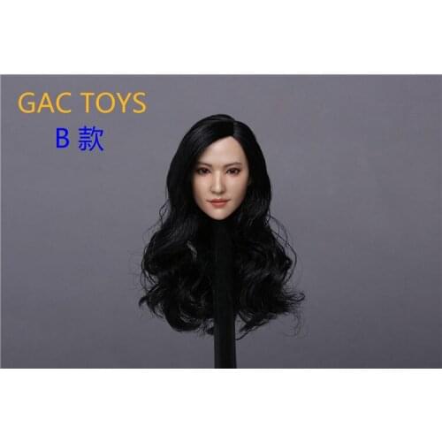 1/6 Asian Beautiful Female Head Sculpt Liu Yifei Crystal Liu with Long Curls Hair for 12'' Girl Figure Body GACTOYS GC015