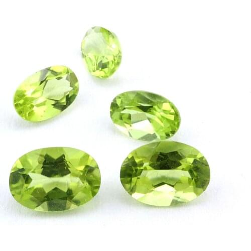 1Pcs Oval Green Peridot August Birthstone Faceted Cut Loose Gemstone Natural Semi Precious Stone DIY Jewelry Supplies 4120122