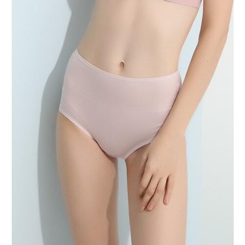 1PC 100% Mulberry Silk Womens Thin Type High Waist Underwear Briefs Lingerie plus size M-3XL SG006