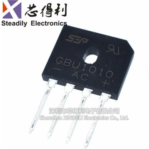 10pcs/lot New GBU1010 10A 1000V Rectifier Bridge bian qiao Bridge Rectifier Single-Phase