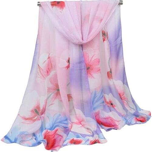 2020 NEW fashion flower Breathable chiffon scarf silk square hijab cool shawl ladies foulard femme Scarves hair bufanda mujer