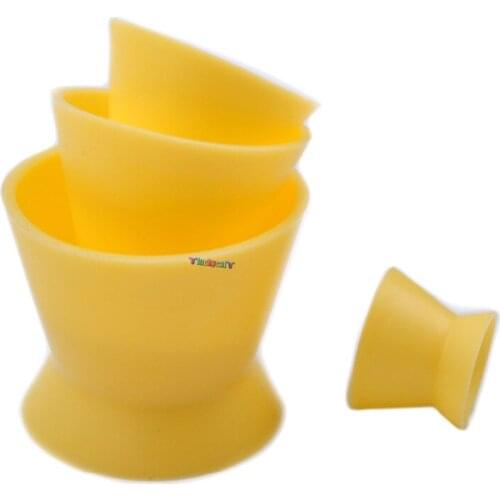 4 pcs/set New Yellow Dental Clinic Silicone Mixing Bowl Cup Professional Oral Hygiene Teeth Whitening Tool Rubber Mixing Bowl