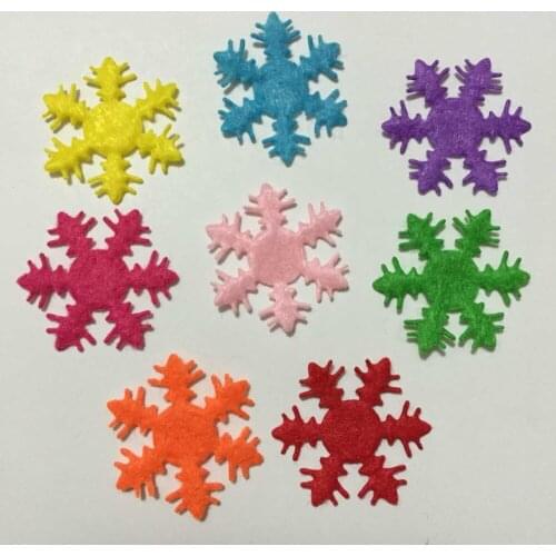 50pieces/lot 24mm Random mixed color snowflake Appliques Wedding Christmas decoration craft DIY A044A