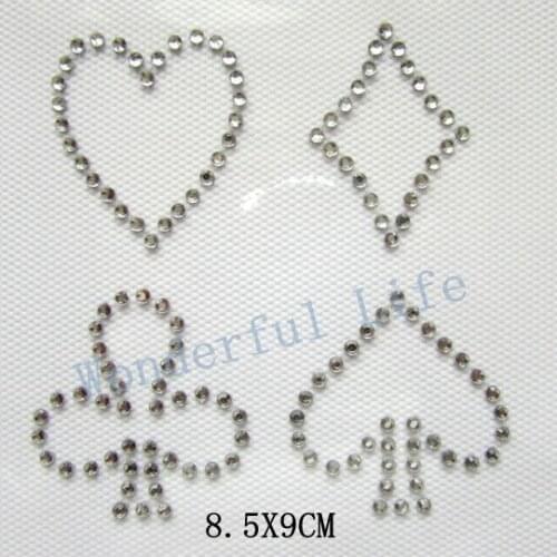 Free shipping PLAYING CARDS design Iron On Hotfix Rhinestone Diamante Transfer Motif for VEGAS POKER