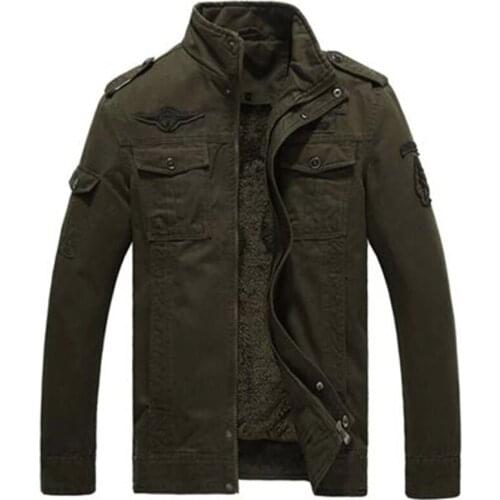 Black Army Khaki 3 colors Plus Size 6XL High Quality Winter Warm Men Bomber Jackets Military Jackets