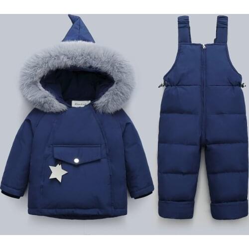 Children clothing Set 2pcs Baby toddler boys winter down jacket jumpsuit Thicken Warm kids clothes girls Infant snowsuit 0-5Year