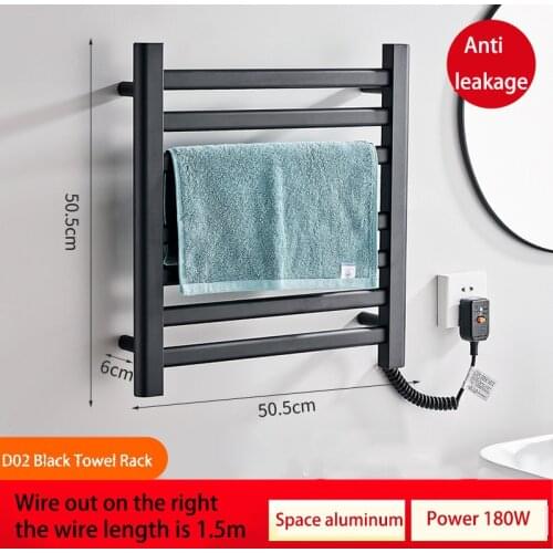 Electric Heated Towel Rack Bathroom Equipment Wall Mounted Space Aluminum Smart Towel Shelf Dryer Warmer Free Shipping IPX4 MJ06