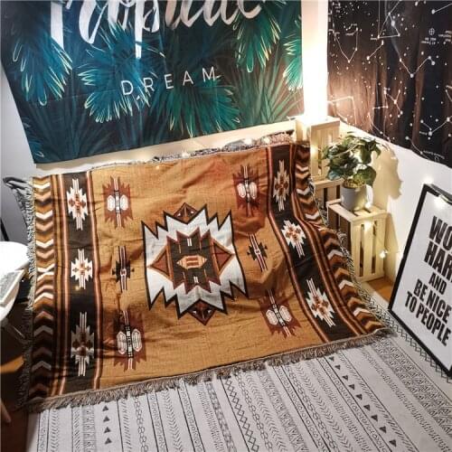 Aggcual Ethnic throw blanket for bed Bedspread sofa blanket cotton Bohemian Picnic Camping mat Bohemian tapestry RV decor XT199
