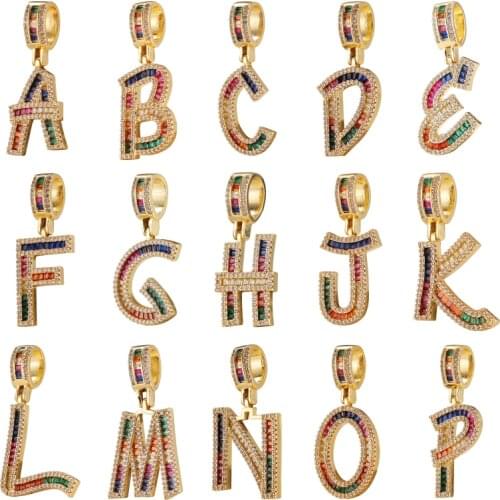 JUYA Mixcolor Letters Necklace Pendants For Necklaces Making Cubic Zirconia Charms Pendant Handmade Jewelry Findings Accessories