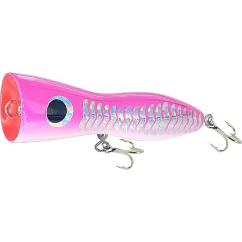 AS 75g120g BKK Treble Hooks Popper Tuna Wood Bait Big Game Boat Fishing Lure Saltwater Topwater Carp Artificial SwimBait Leurre