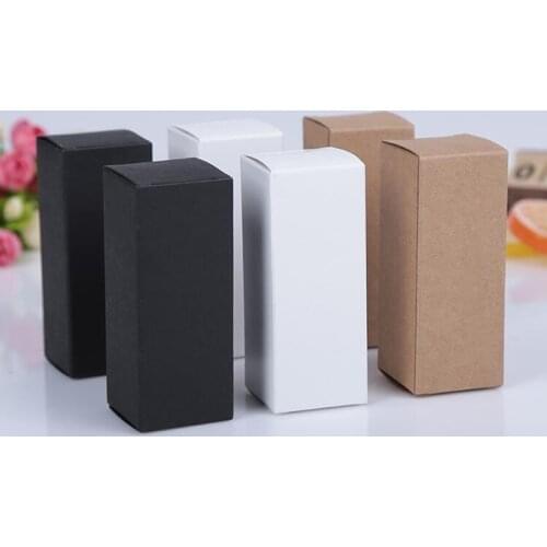 50pcs 6 sizes Black white Kraft Paper cardboard box Lipstick Cosmetic Perfume Bottle Kraft Paper Box Essential Oil Packaging Box