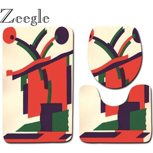 Zeegle 3pcs Bath Mat Set Flannel Soft Toilet Seat Cover Mat Anti Slip Bathroom Entrance Floor Mat Foot Mat Toilet Accessories