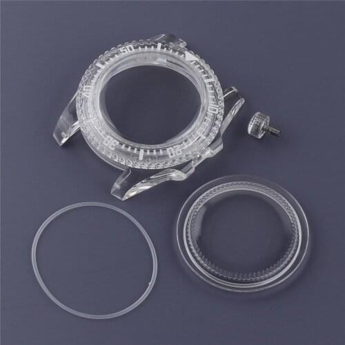 40mm SUB Plastic Transparent Cover Watch Case Kits for NH35A/NH35/NH36/4R/7S Watch Movement Repair Part