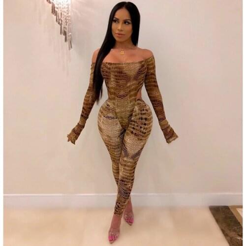 TNNAOFF Fall Leopard Snake Print Two Piece Set for Women Festival Clothing Bodysuit Tops Sexy Pants Night Club Matching Sets