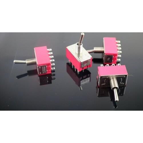 Red 10pcs 6A/125VAC 2A/250VAC 12 Pin 4PDT ON/ON 2 Position Mini MTS-402 Toggle Switch red