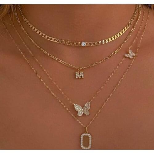 Tiny A-Z Initial Letter Necklace For Women Zircon Stainless Steel Chain 26 Alphabet Choker Pendant Necklaces Jewelry Gifts Femme
