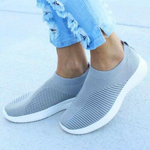 Large Size Summer Lightweight Sock Sneakers Ladies Sports Shoes Running Woman Sneakers Sport Gray Knitted Trainers Knit GME-1828