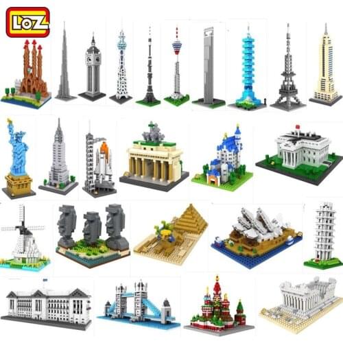 LOZ World Famous Architecture DIY Mini Diamond Building Small Blocks Toy Opera House Big Ben Sphinx Pyramid Tower Bridge no Box