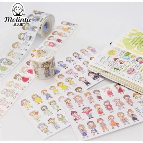Cute Girls Washi Tapes Bullet Journal Masking Tape Adhesive Tape DIY Scrapbooking Washi Stickers