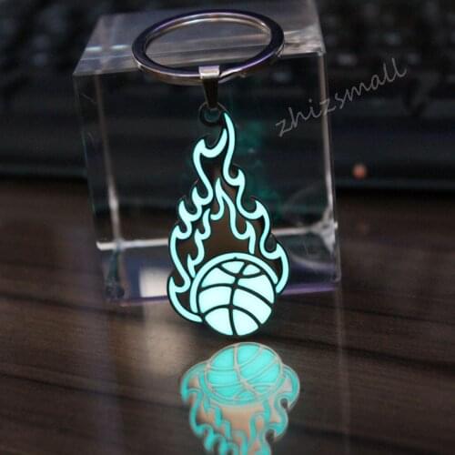 Stainless steel Glowing wine fire basketball keychain basketball keychain men women keyring GLOW in the DARK fashion charm
