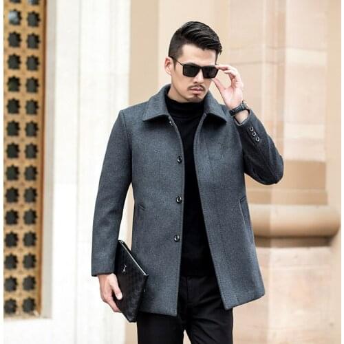 New Winter Wool Coat Men Leisure Long Sections Woolen Coats Mens Pure Color Casual Fashion Jackets / Casual Men Overcoat