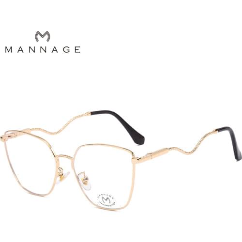 New Glasses Metal Frame Female Fashion Optical Eyeglasses Clear Lens Women Square Cat Eye Eyewear