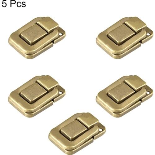 Uxcell Toggle Latch Retro Style Silver Tone Decorative Hasp Jewelry Suitcase Box Catch w Screws 5pcs 48x35mm Brass
