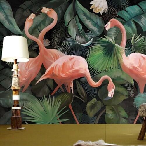 Custom 3D photo wallpaper stereo hand painted Flamingo wallpaper restaurant children room zoo lounge wallpaper papel de parede