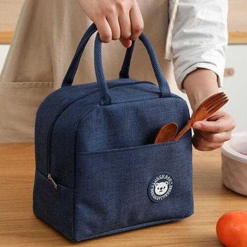 Portable Lunch Bag Insulated Thicken Simple Food Drink Fresh-Keeping Cooler Bag For Picnic School Lunch Box Organizer