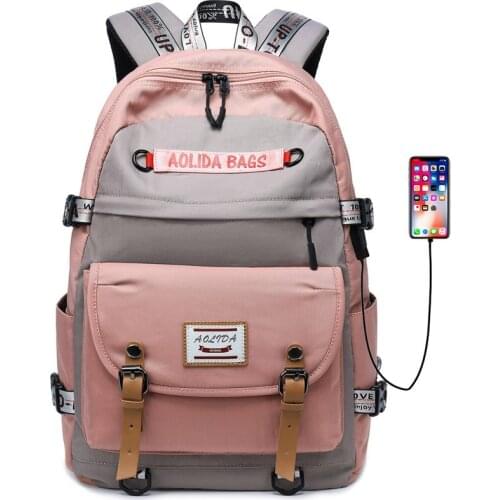 Women Backpack Fashion Waterproof Rucksack for Teen Girls School Bag Laptop 14 15 15.6 Inch USB College Back Pack Mochila