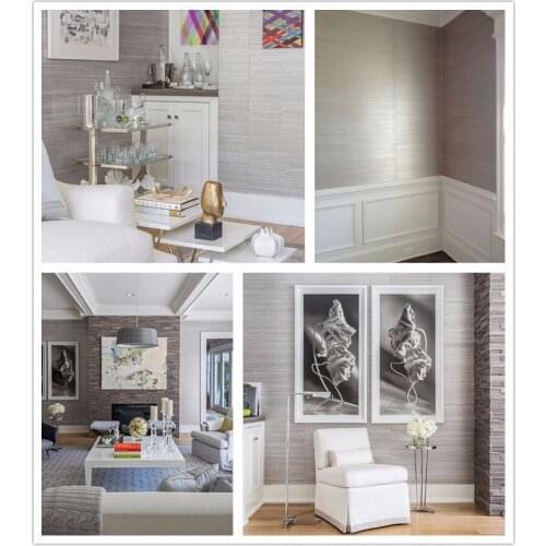 MYWIND silver metallic natural color sisal wallpaper for bed room hotel interior wallcovering