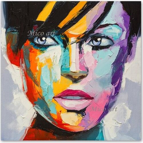 Modern Living Room Decorative Lady Colors Face Oil Painting Wall Hangings Picture Art Knife Style Paintings Picture No Frame
