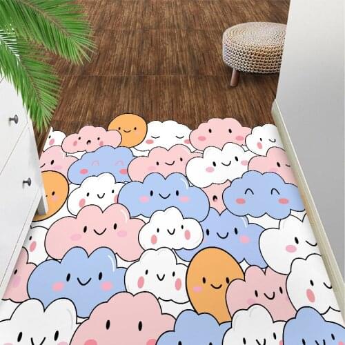 Cartoon Animal Entrance Doormats Waterproof and Oil-proof Scrubable PU Leather for Kitchen PVC Non-slip Carpet for Living Room