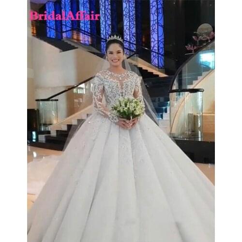 Vintage Handmade Wedding Dresses Puffy Sheer Neck Long Sleeves Country Garden Formal Bride Bridal Gowns Plus Size Custom Made