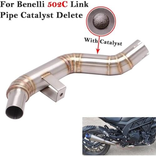 For Benelli 502C Motorcycle Exhaust Catalyst Escape Modified Slip On Middle Link Pipe Catalyst Delete Tube Eliminator Enhanced