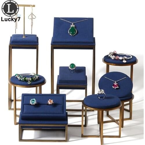 Stainless Steel and Leatherette Jewelry Display Props Ring Pendant Bracelet Necklace Pearl Stand Counter Window Display Prop