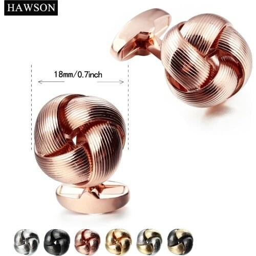 HAWSON Mens Shirt Knot Cufflinks Gold Fashion Metal Knot Cuff Links Dress Button Male Jewelry Accessory
