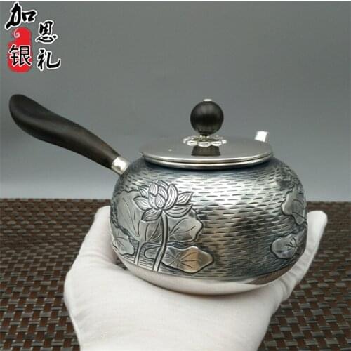 Teapot, long handle teapot, silver teapot, hot water teapot, 300 ml water, kung fu tea set
