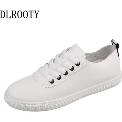 Women Flats Shoes Lace Up Summer Autumn White Fashion Sneakers Round Toe Platform Sweet Casual Solid Comfortable
