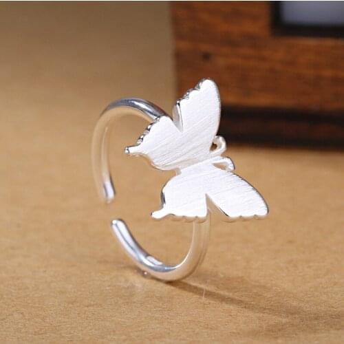 DreamySky Real Silver Color Butterfly Rings For Women Open Size Wedding Ring Beautiful Jewelry Drop Shipping