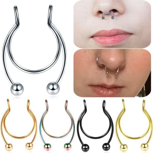 1PC New 316L Surgical Steel Fake Nose Hoop Septum Rings 20G Clip On Nariz Piercing False Non Piercing Sexy Body Jewelry Women