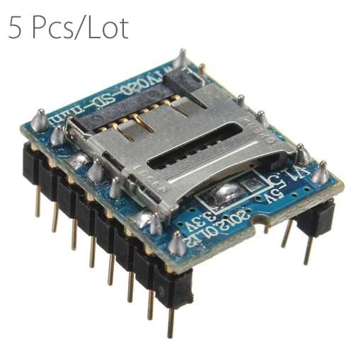 5Pcs/Lot MP3 Voice Module Audio Player Module WTV020-SD-16P 16bit DAC SD Card U Disk MP3 Format Sound Key Control Board