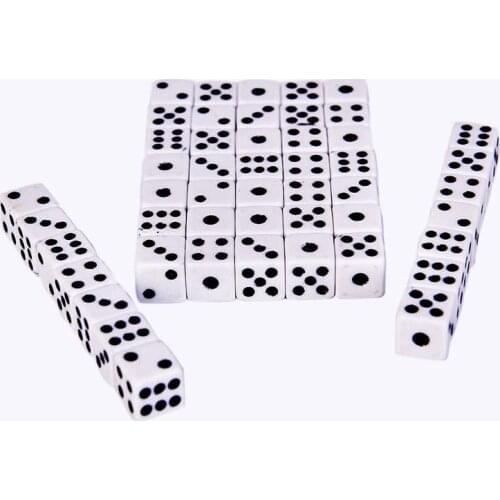 50Pcs Dices 8mm Plastic White Gaming Dice Standard Six Sided Decider Birthday Parties Board Game Wholesale