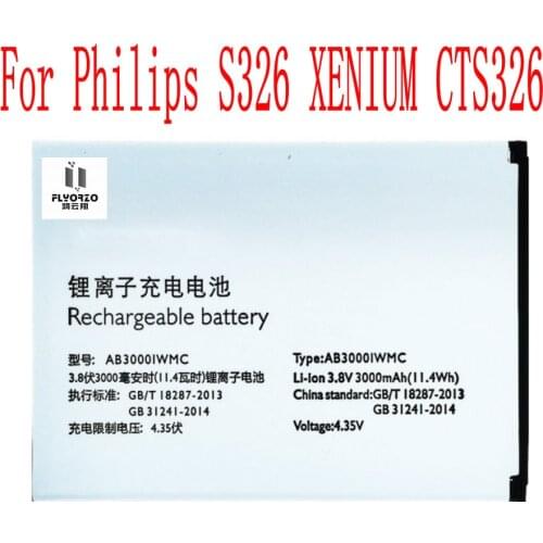 High Quality 3000mAh AB3000IWMC Battery For Philips S326 XENIUM CTS326 Cell Phone