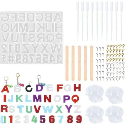 Alphabet Silicone Resin Casting Molds Kit Reversed Letter Number Epoxy Mould for DIY Making Keychain Jewelry Pendant Crafts