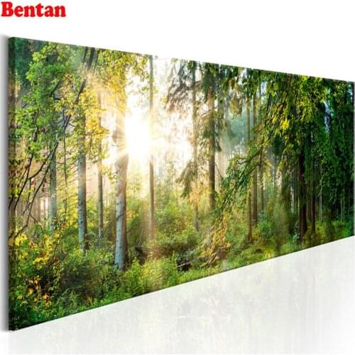 5D Diamond Painting Full drill Square roundSunshine woods nature landscape DIY Diamond Embroidery Diamond Mosaic Kit decoration