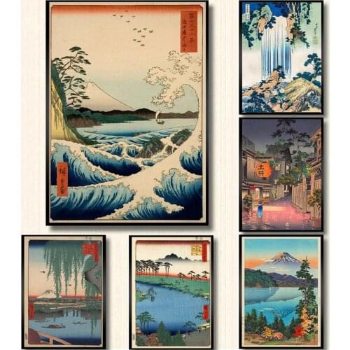 Asia Japan Wave Kanagawa Landscape Art Canvas Painting Poster Print Wall Picture Living Room Retro Oriental Home Decoration